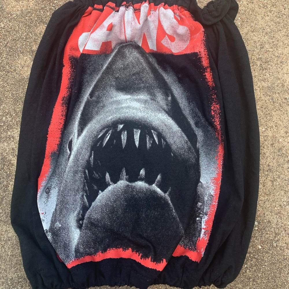 A black jaws bandeau top